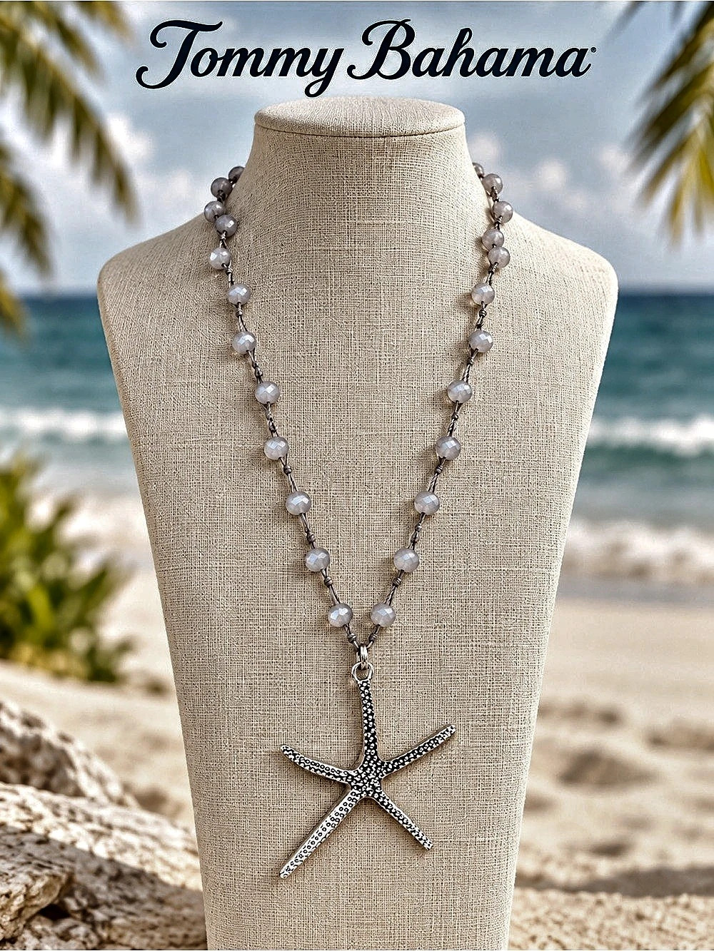 Tommy Bahama Starfish Beaded Station Necklace Starfish Pendant Necklace 276